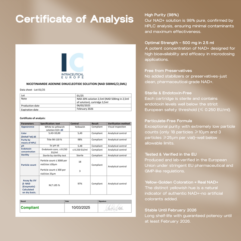 nad+ certificate of analysis - longevity pen